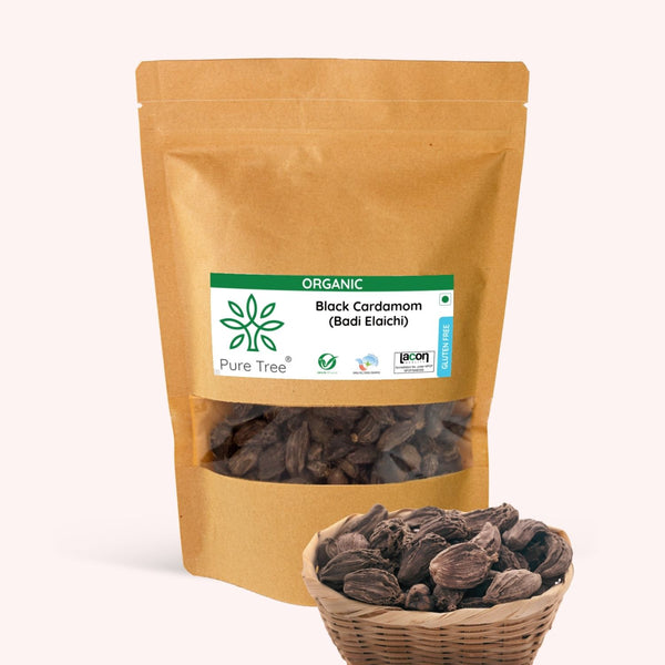 Pure Tree Certified Organic | Black Cardamom | Badi Elaichi