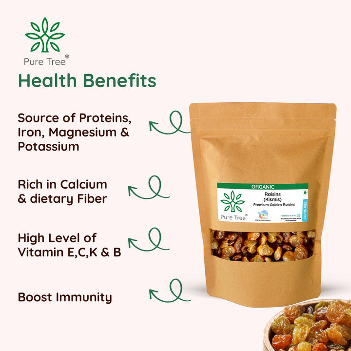 Pure Basics Raisins Certified Organic Raisins | Kismis | Premium Golden Raisins – Puretree ...