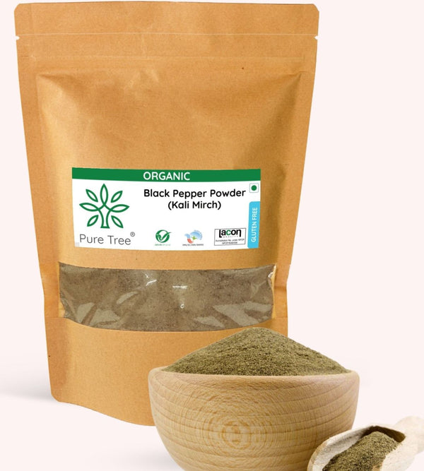 Certified Organic Black Pepper Powder, Kali Mirch Powder, Black Peppercorn Aromatic Miriyalu Powder Spices